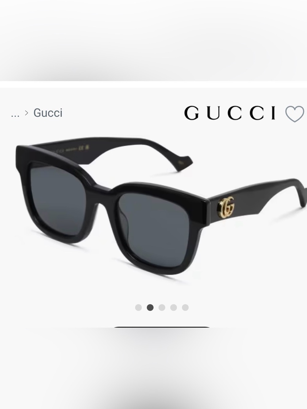 Gucci Black Square Frame Sunglasses with Gold GG Accent gg0998S